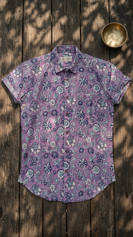 Traditional Floral Bagru Print Cotton Shirt - Organic