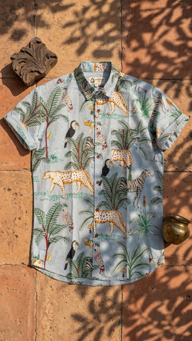 Jungle Print Cotton Shirt For Men - Limited Edition