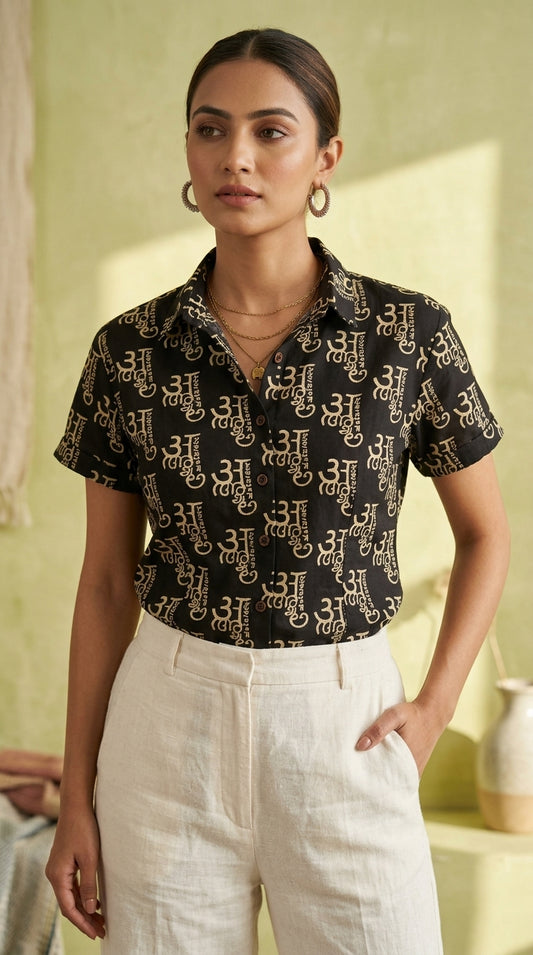 अक्षरमाला Cotton Half Sleeve Shirt for Women