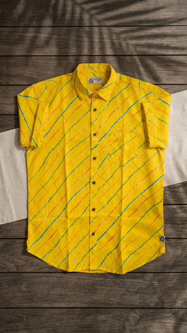 Lehariya Print Half Sleeve Cotton Shirt for Men - Seasons Special