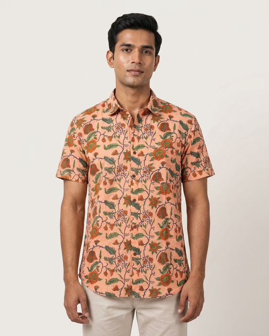 Floral Print Cotton Shirt For Men