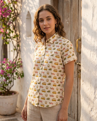 Tuk -Tuk Classic Cotton Half Sleeves Shirts For Women