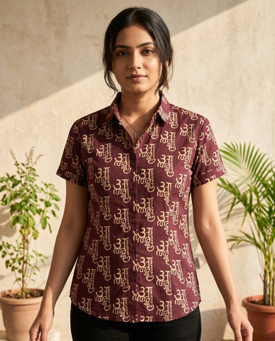 अक्षरमाला Cotton Half Sleeve Shirt for Women