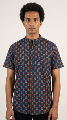 Sanganeri Print Half Sleeve Cotton Shirt for Men