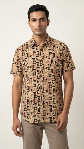 Handcrafted Tribal Print Cotton Classic Shirt for Men