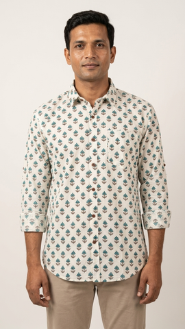 Floral Print Cotton Full Sleeves Shirts for Men