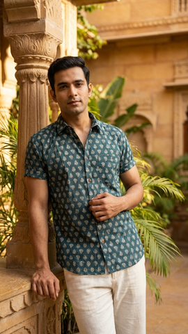 Batik Print Traditional Cotton Shirt For Men