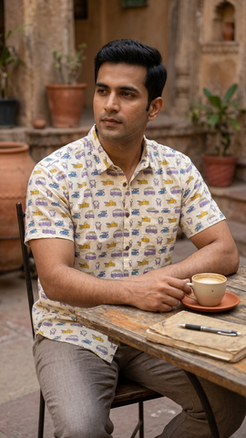 Tuk -Tuk Classic Cotton Half Sleeves Shirts For Men - Purple