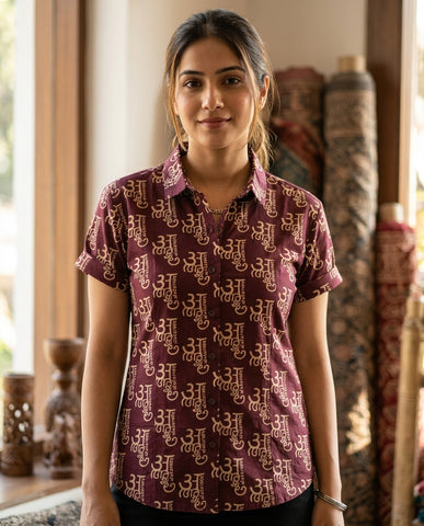 अक्षरमाला Cotton Half Sleeve Shirt for Women
