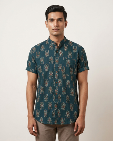 Sanganeri Print Half Sleeve Cotton Shirt for Men