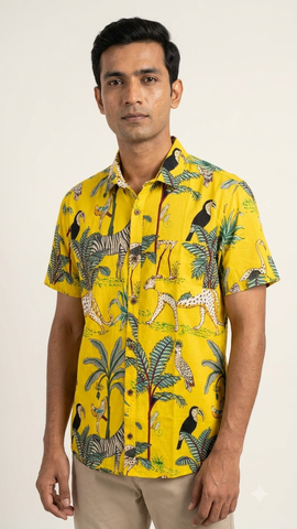 Kartikeya Jaipur Jungle Print Vintage Men's Shirt