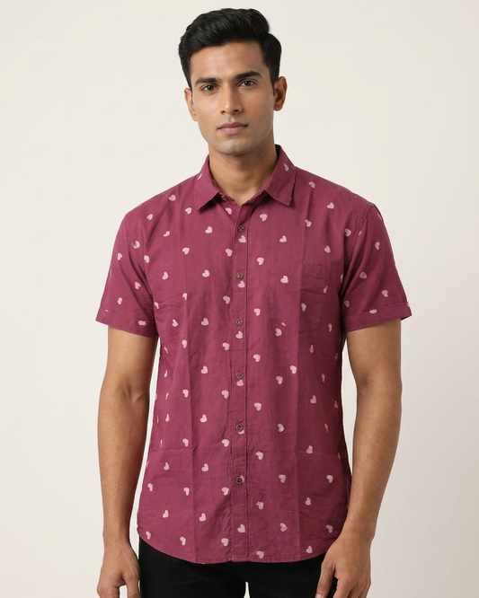 Block Printed Cotton Shirt For Man - Organic