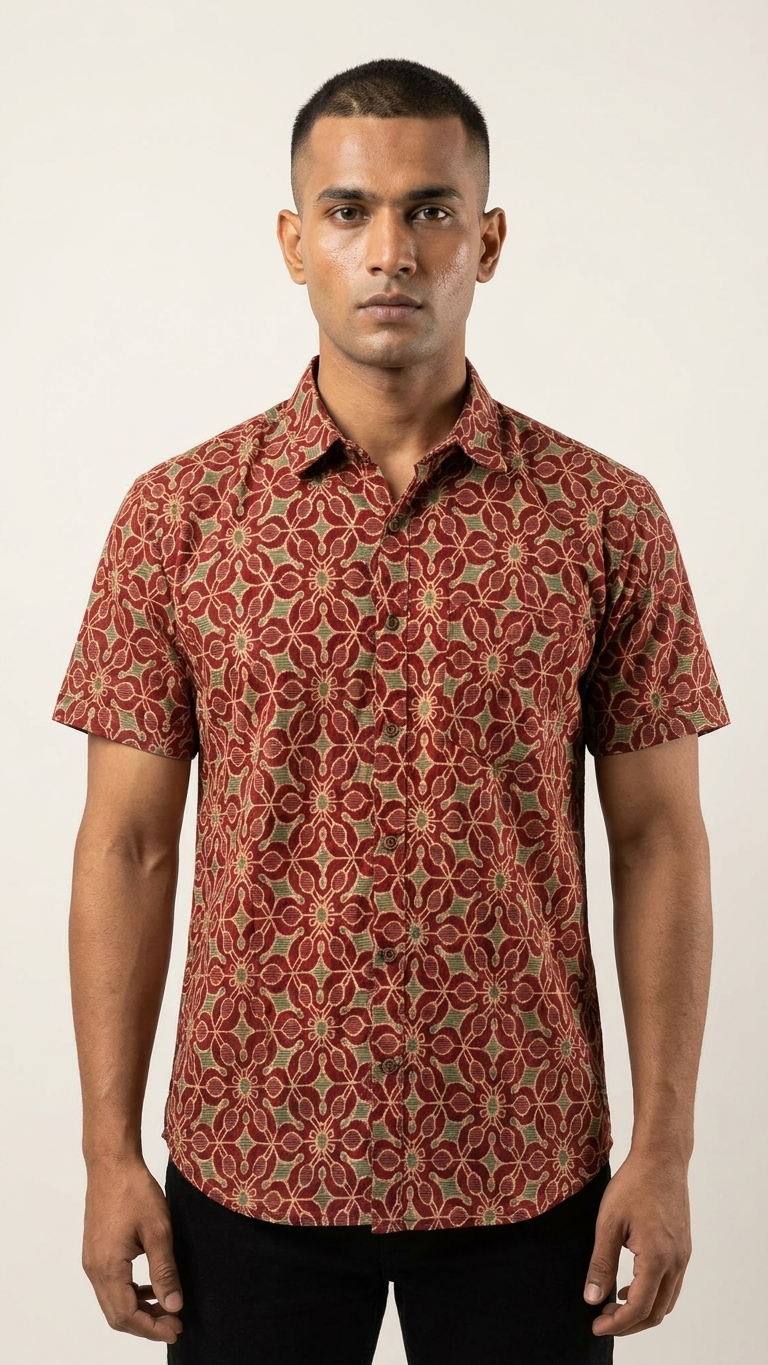 Floral Print Cotton Shirt for Men By Kartikeya Jaipur