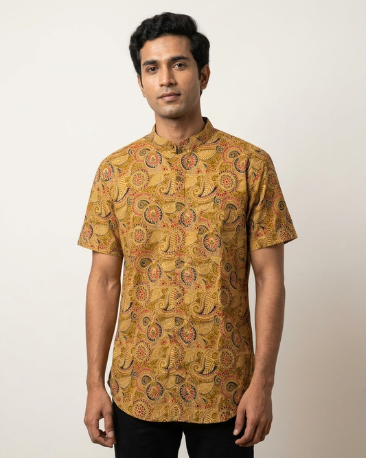 Kalamkari Print Half Sleeve Cotton Shirt for Men