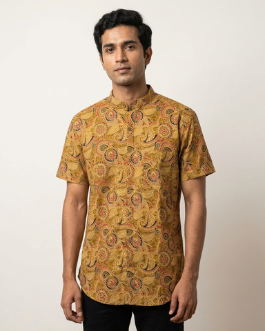 Kalamkari Print Half Sleeve Cotton Shirt for Men