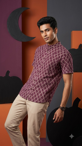 Half Sleeve Cotton Shirt for Men - Festive Edit