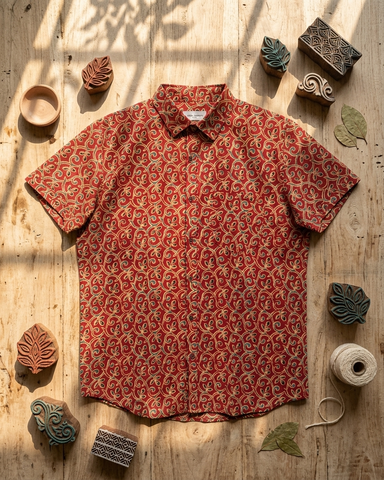 Ethnic Print Cotton Half Sleeves Shirt for Men