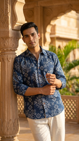 Floral Print Casual Shirt for Men By Kartikeya Jaipur