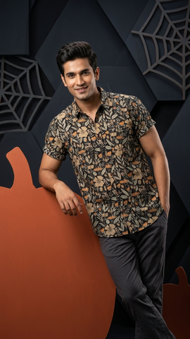 Handcrafted floral Print Cotton Classic Shirt for Men