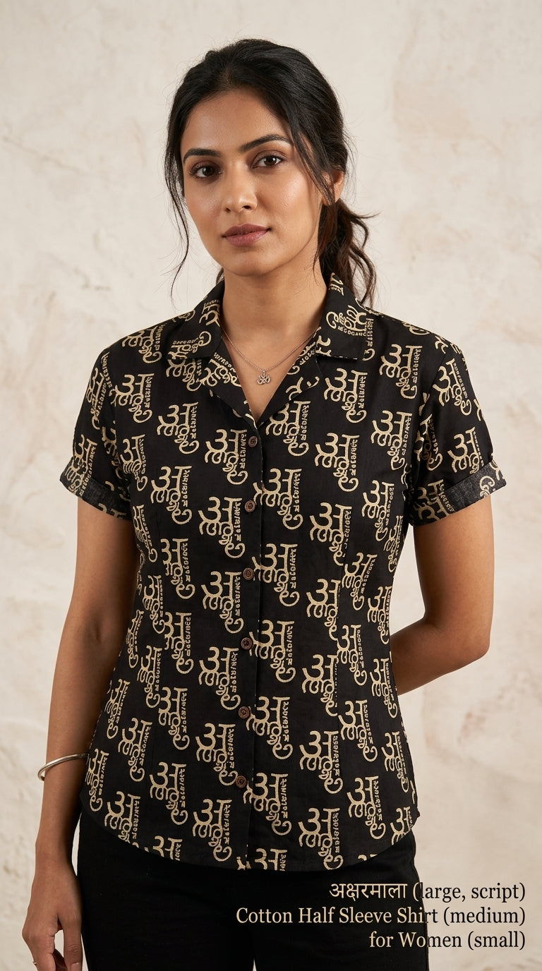 अक्षरमाला Cotton Half Sleeve Shirt for Women