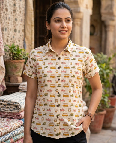 Tuk -Tuk Classic Cotton Half Sleeves Shirts For Women