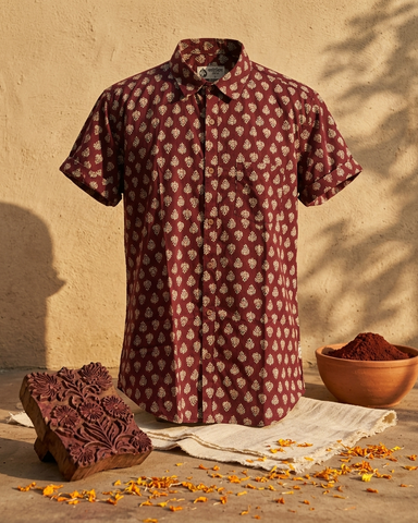 Floral Print Cotton Shirt For Men - Festive Edit
