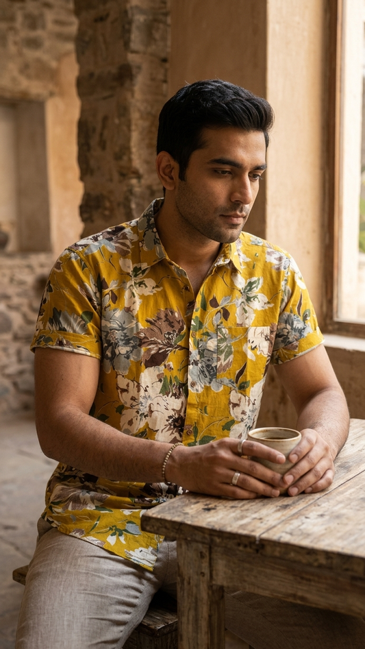 Floral Print Cotton Shirt For Men - Goa Edit