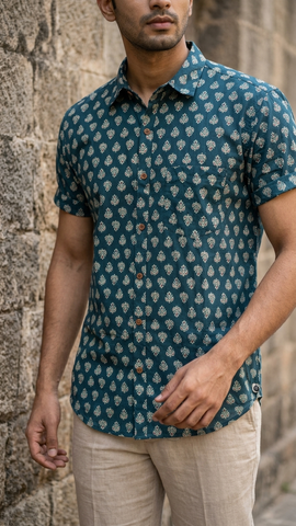 Batik Print Traditional Cotton Shirt For Men