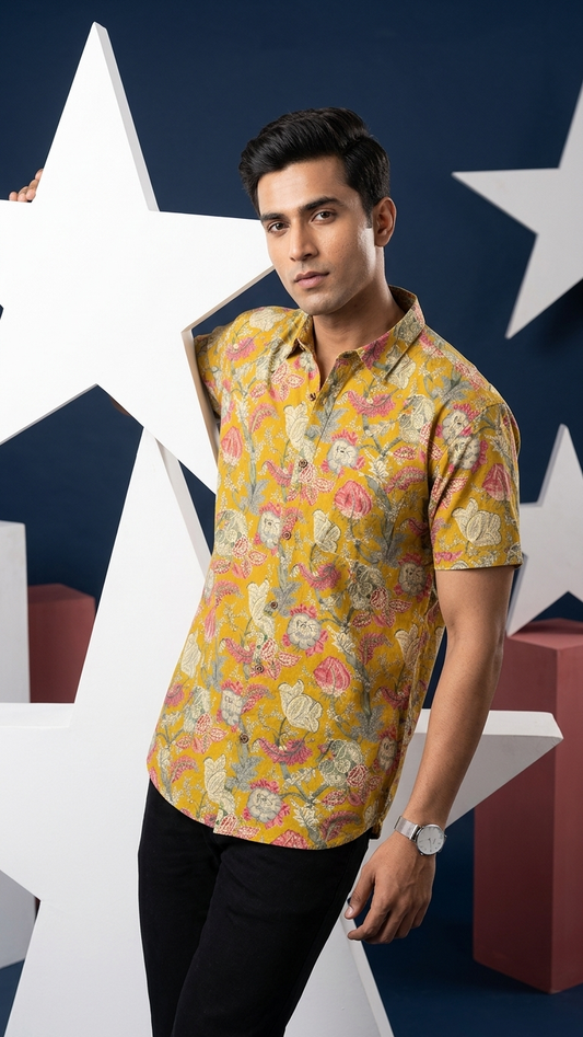 Floral Print Cotton Shirt For Men - Goa Edit