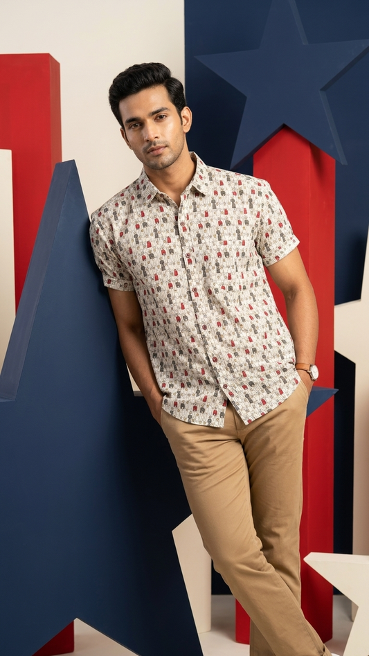 Trendy Art Design Cotton Shirt For Men By Kartikeya Jaipur