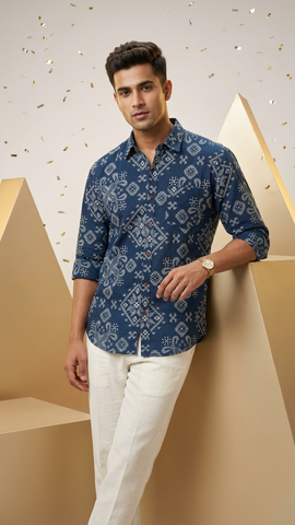 Floral Print Casual Shirt for Men By Kartikeya Jaipur