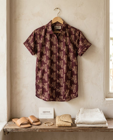 अक्षरमाला Cotton Half Sleeve Shirt for Women