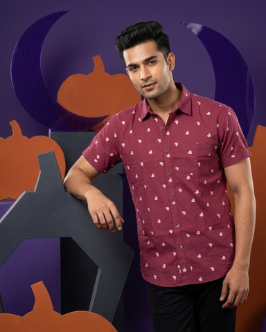 Block Printed Cotton Shirt For Man - Organic