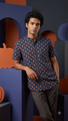 Sanganeri Print Half Sleeve Cotton Shirt for Men
