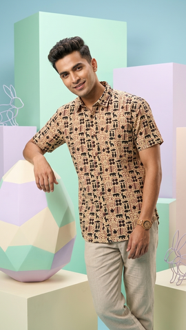 Handcrafted Tribal Print Cotton Classic Shirt for Men