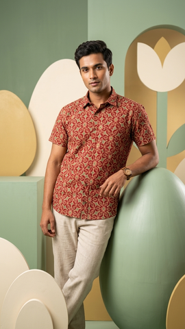 Floral Print Cotton Shirt for Men By Kartikeya Jaipur