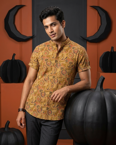 Kalamkari Print Half Sleeve Cotton Shirt for Men