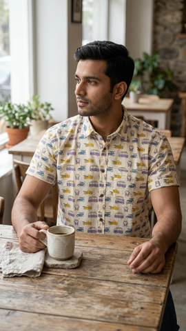 Tuk -Tuk Classic Cotton Half Sleeves Shirts For Men - Purple