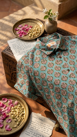 Classic Bagru Print Half Sleeve Cotton Shirt for Men