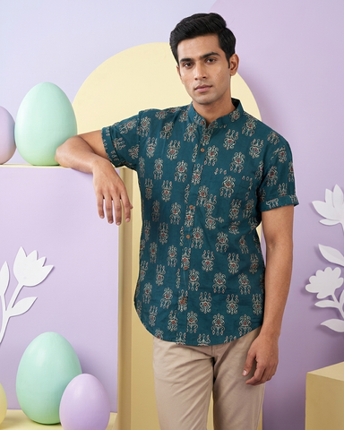 Sanganeri Print Half Sleeve Cotton Shirt for Men