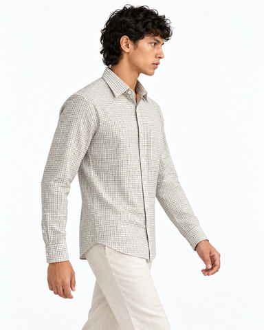 Mens Mini Checkered Every Day Wear Premium Cotton Shirt
