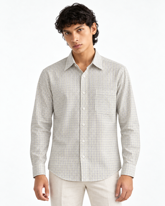 Mens Mini Checkered Every Day Wear Premium Cotton Shirt