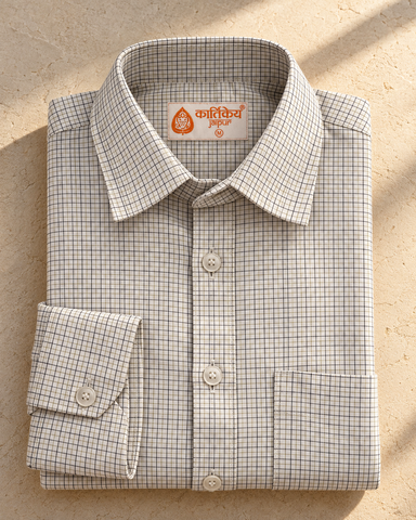 Mens Mini Checkered Every Day Wear Premium Cotton Shirt