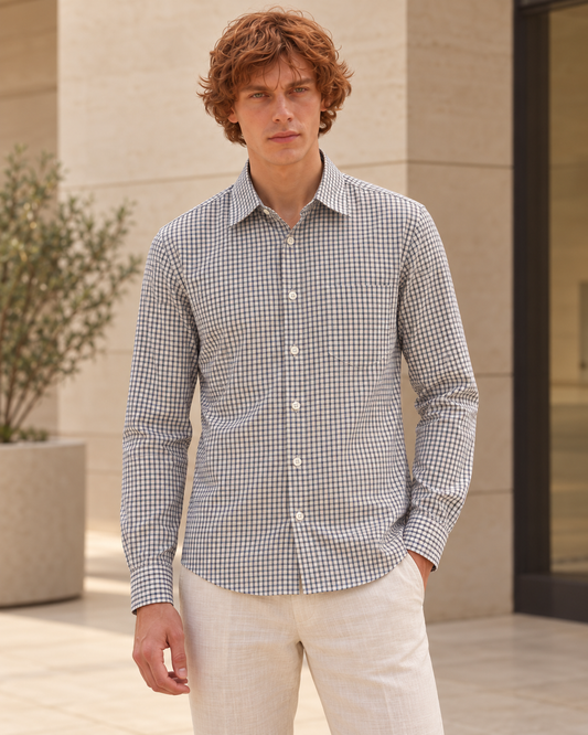 Mens Mini Checkered Every Day Wear Premium Cotton Shirt