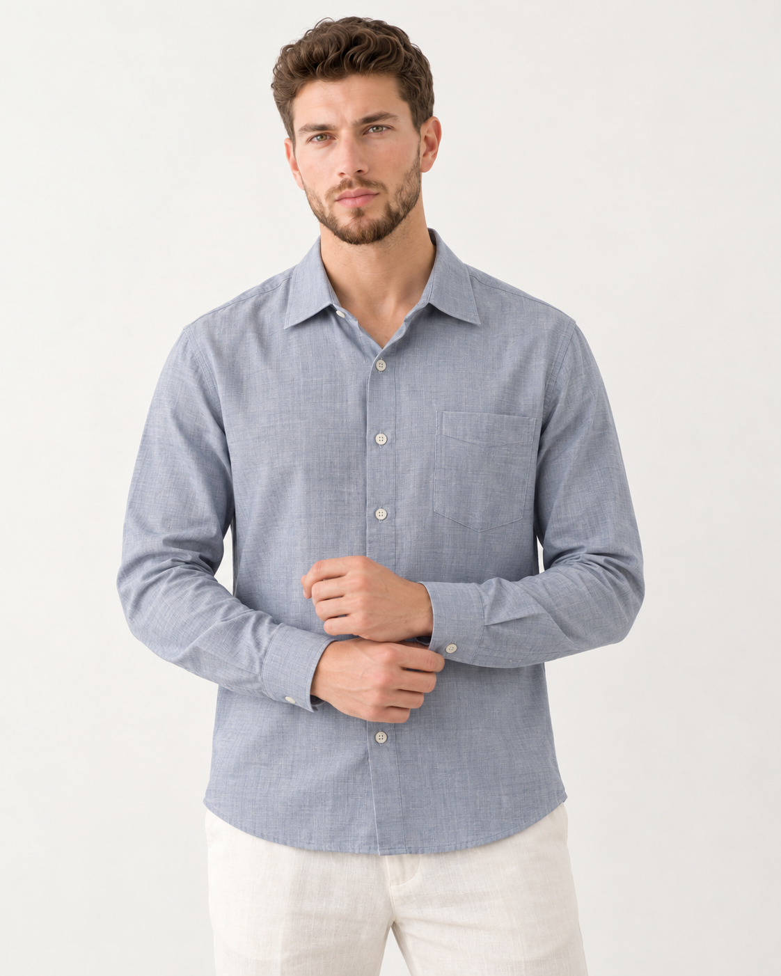 Light Blue Premium Cotton Shirt for Men