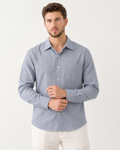 Light Blue Premium Cotton Shirt for Men