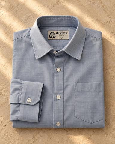 Light Blue Premium Cotton Shirt for Men