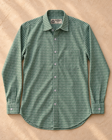 Olive Green Checkered Full Sleeve Shirt for Men