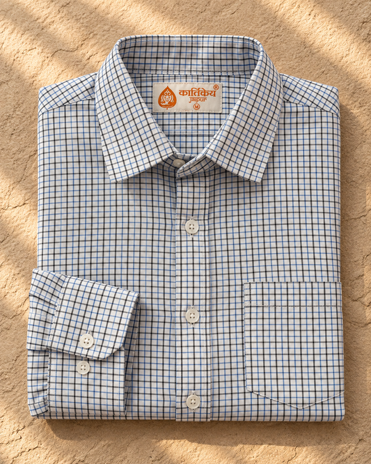 Mens Mini Checkered Every Day Wear Premium Cotton Shirt
