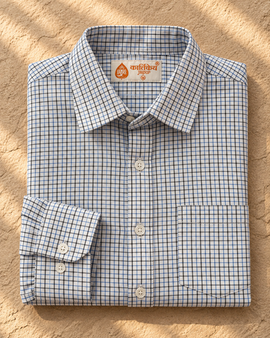 Mens Mini Checkered Every Day Wear Premium Cotton Shirt